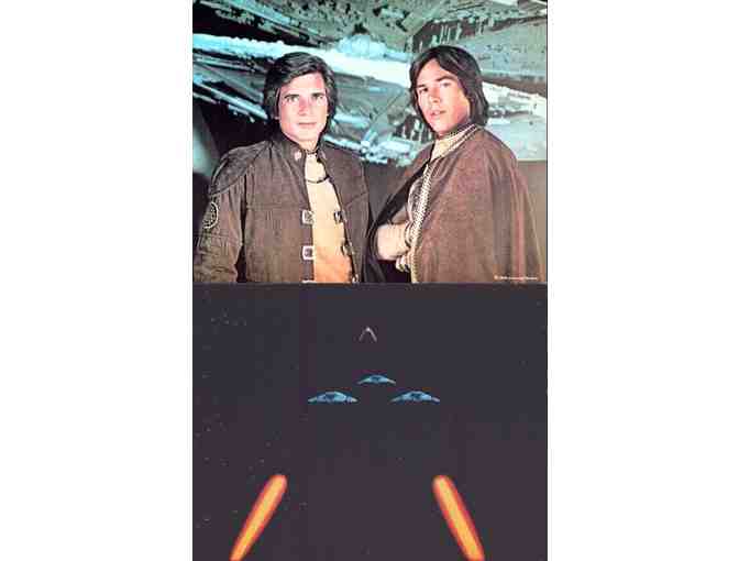 BATTLESTAR GALACTICA, 1978, cards and stills, Lorne Greene, Richard Hatch