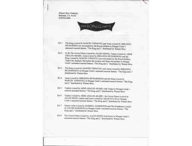 KING AND I, 1999, color slides, Warner Bros. animated