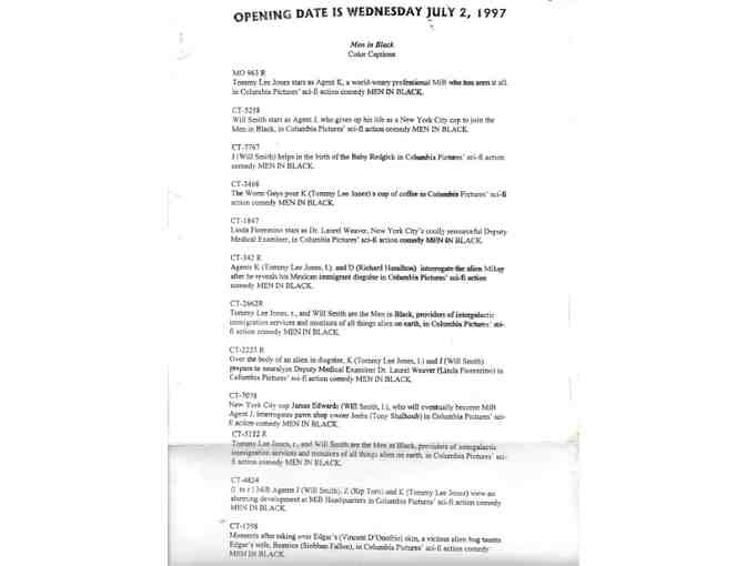 MEN IN BLACK, 1997, color slides, Will Smith, Tommy Lee Jones