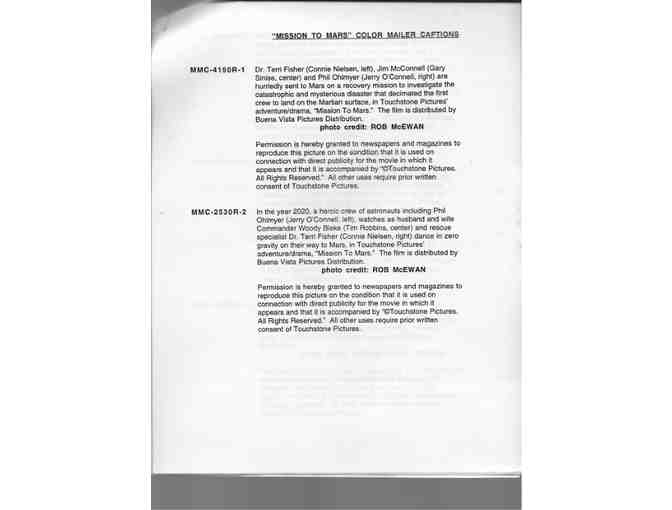 MISSION TO MARS, 2000, color slides, Gary Sinise, Tim Robbins