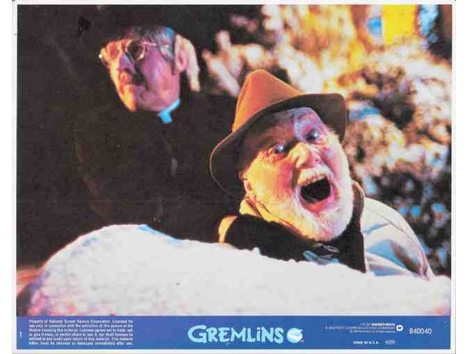 GREMLINS, 1984, cards and stills, Phoebe Cates, Hoyt Axton