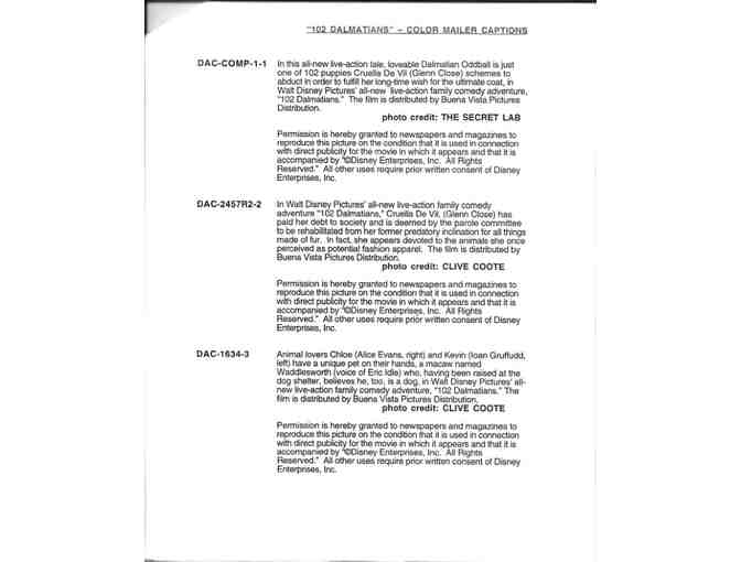102 DALMATIANS, 2000, movie slides, Walt Disney, Glenn Close