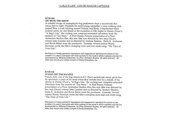 BUGS LIFE, 1998, color slides, Disney/Pixar animation