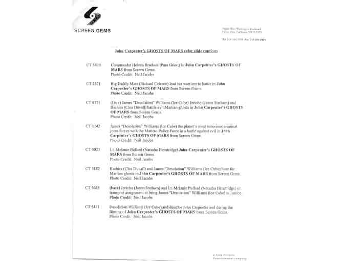 GHOSTS OF MARS, 2001, color slides, Ice Cube, Natasha Henstridge