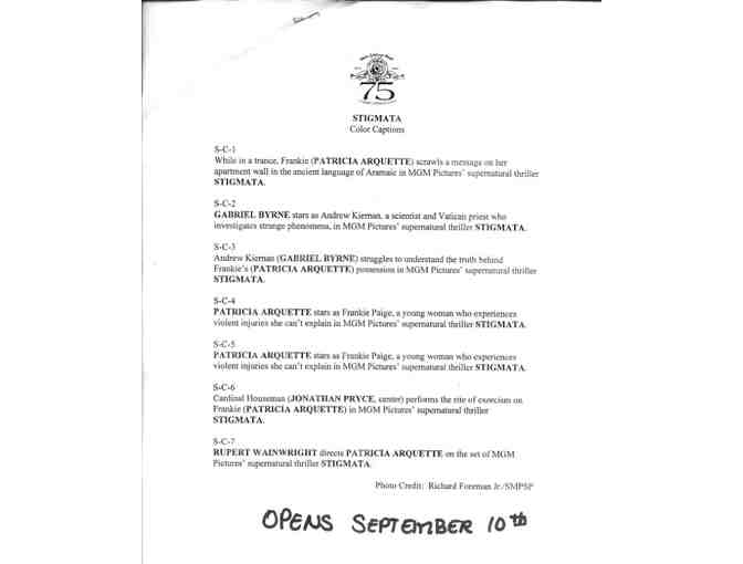 STIGMATA, 1999, color slides, Patricia Arquette, Gabriel Byrne