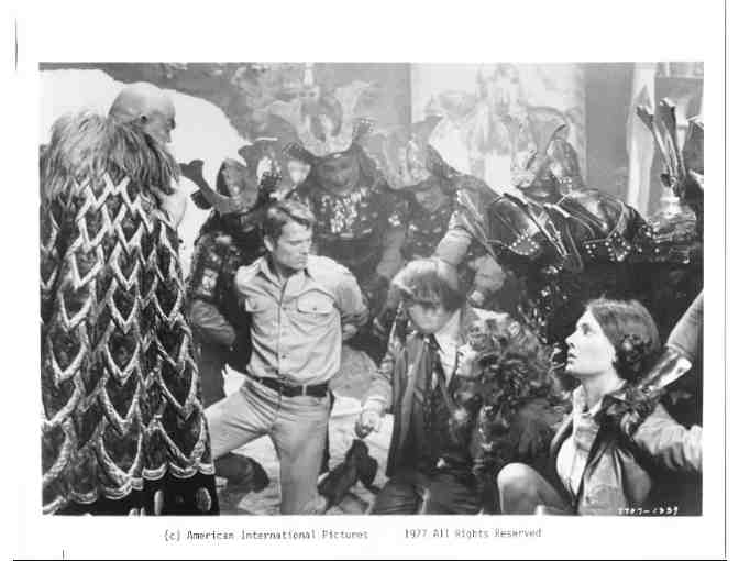 PEOPLE THAT TIME FORGOT, 1977, cards and stills, Patrick Wayne