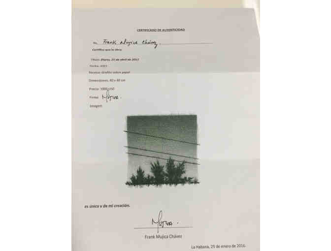 Frank Mujica Chavez: Framed Graphite on Paper Drawing ('Diario: 21 de abrile de 2011')