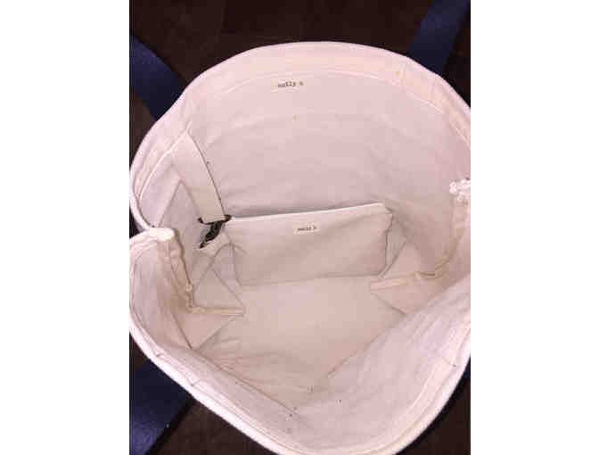 Canvas tote with olive straps