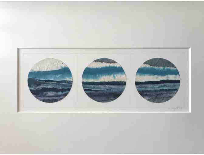 Seascape Tryptic original encaustic by Kathryn Wyatt