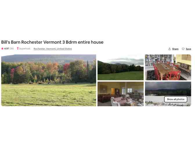 Four-day weekend at a Vermont BnB for up to six