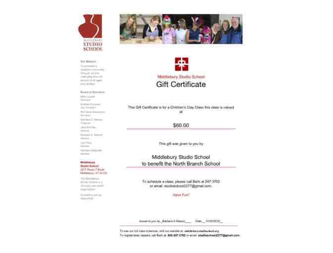 Children's clay class at Middlebury Studio School