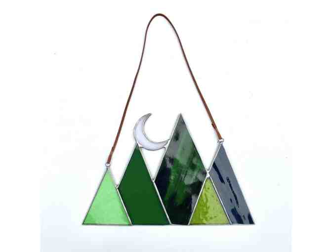 Mountains & Moon stained glass