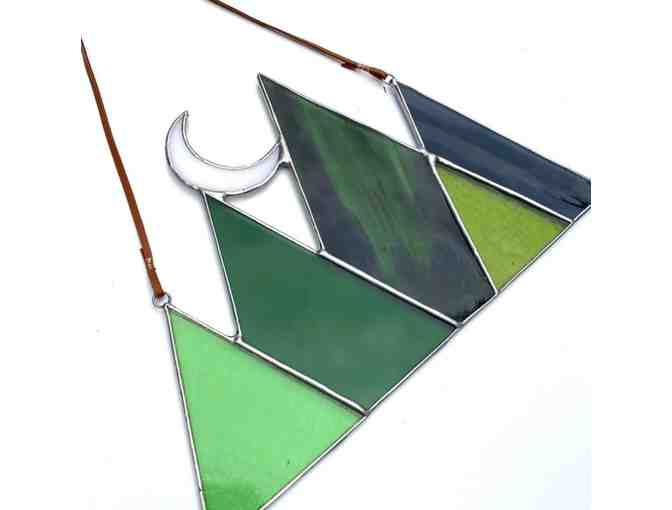 Mountains & Moon stained glass