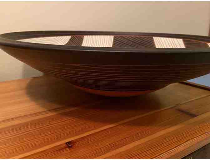 Brown/white handmade ceramic decorative round wall sculpture 15'