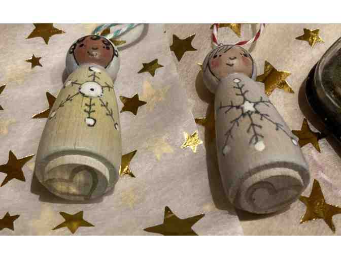 Handmade Wooden Peg People- Set Three: Solstice/Holiday Ornaments - Photo 3