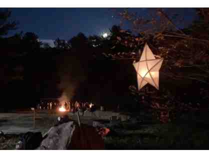 Set of Three Handmade Paper and Reed Star Lanterns