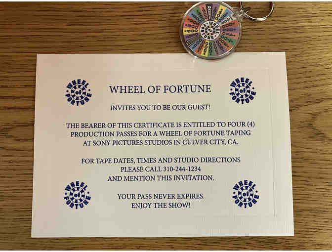 Wheel of Fortune Gift Bag including FOUR tickets to a live taping of the show