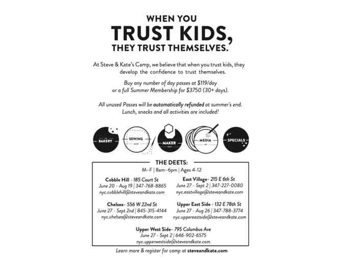 Steve & Kate's Guest Pass for 5 days of Summer Camp