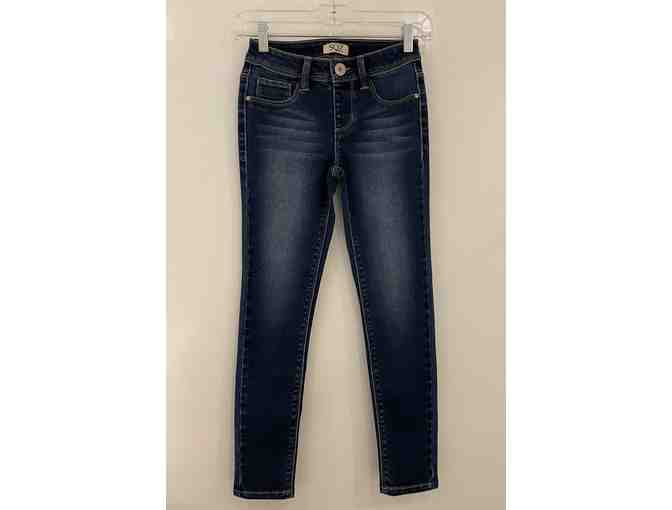 SQZ Blue Denim Stretchy Jeans Junior Size 10 with NEST+m logo