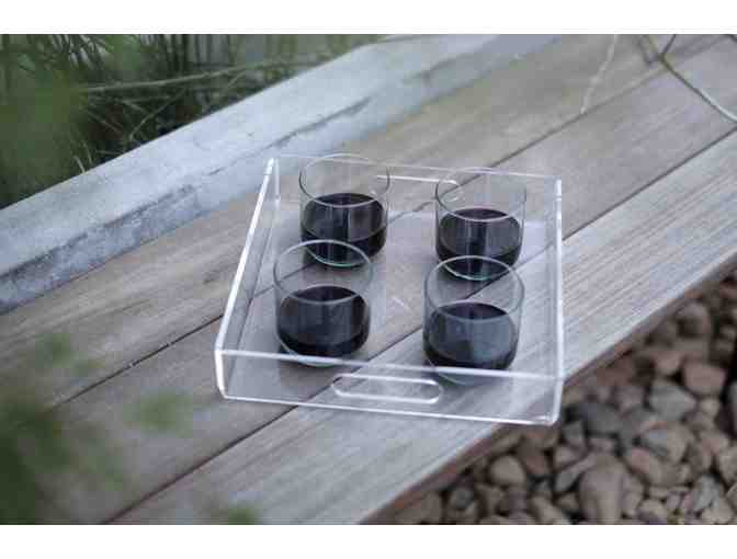 Newly Home Set Including Cumberland Blue Throw Blanket & Balsamo Acrylic Tray