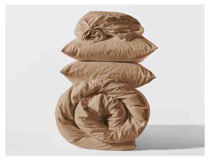 Coyuchi Queen Sized Organic Crinkled Percale Minimalist Set in White