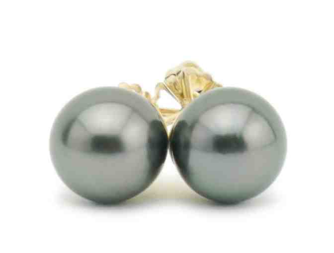 Dark Green 10mm Kamoka Tahitian Pearl Stud Earrings