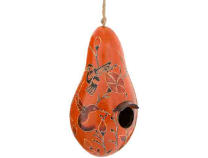 Hummingbirds Carved Gourd Birdhouse