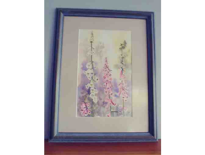 Foxgloves, an original framed watercolor painting by an English artist