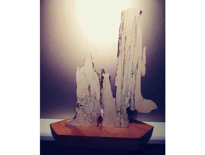 Handmade Wood Sculpture Entitled 'The Tetons,' signed.