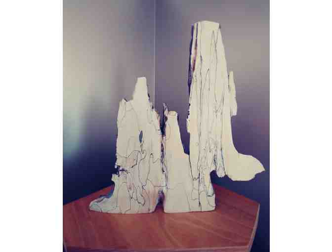 Handmade Wood Sculpture Entitled 'The Tetons,' signed.