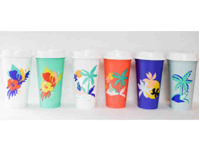 Starbucks Pack of 6 Reusable Hot Cups and Lids plus One Pound of Organic Yukon Beans