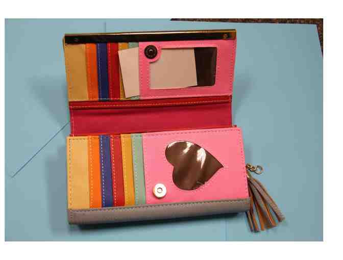 Light Blue Wallet with Tassel and Gold Accent from Yellow Bird Store