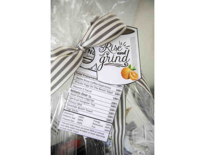 The Rise and Grind Basket: Coffee Brew kit, Yoga, Facial, Gold Sheep leggings, and more