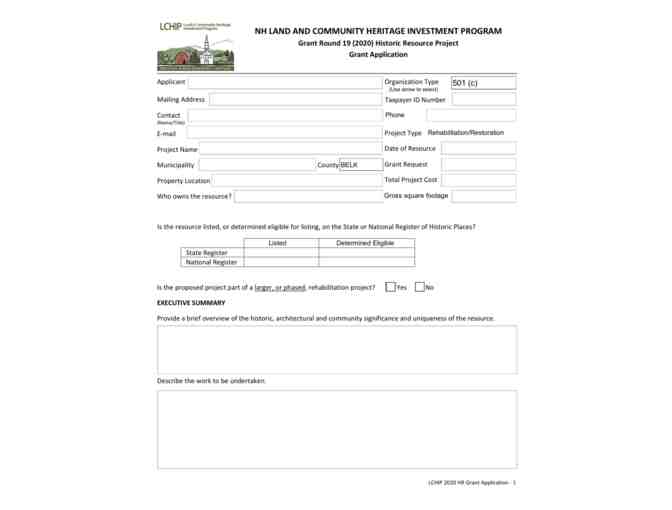 LCHIP Grant Application by Preservation Consultant Meghan Gross