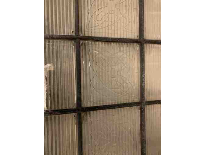 Leaded glass window from Crompton and Knowles Loom Works, Worcester, MA