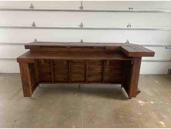 HAND CRAFTED PORTABLE OUTDOOR BAR | SOLID WOOD ON CASTERS
