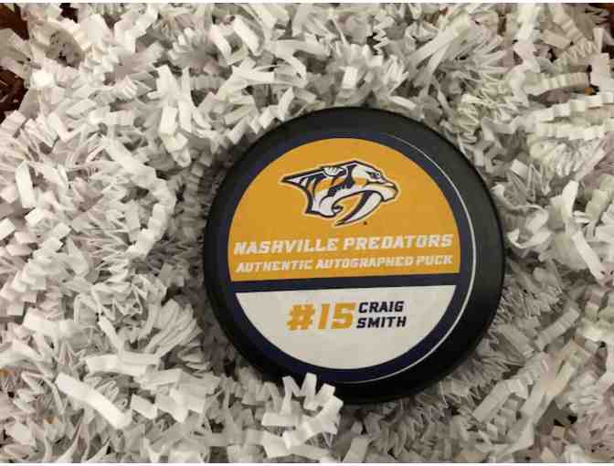 Craig Smith signed Predators Hockey puck