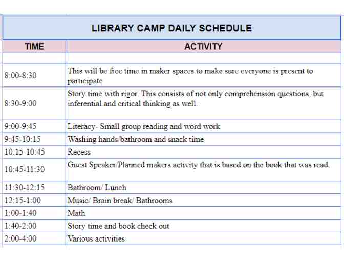 SUMMER LIBRARY CAMP