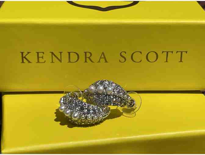 Krista Silver Hoop Earrings in White Mix