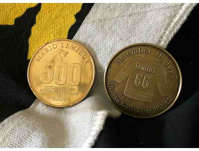 Vintage Mario Lemieux Coins & Playoff Towel