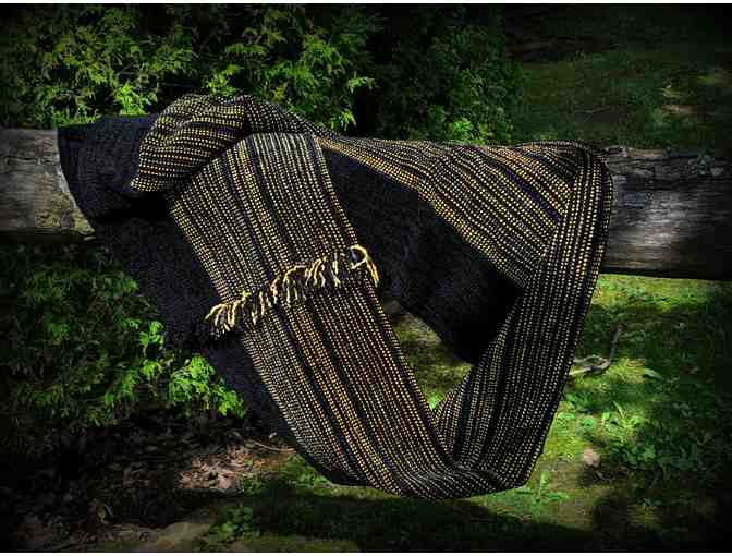 Black and Gold . . . Handwoven Infinity Loop Scarf