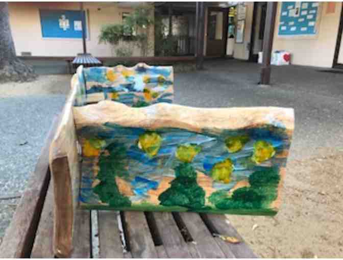 ETCC - California Bay Laurel Hand Crafted, Children Decorated Bench