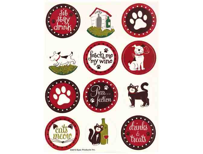 Doggie & Kitty Party Drink Glass Stick'ems -- New