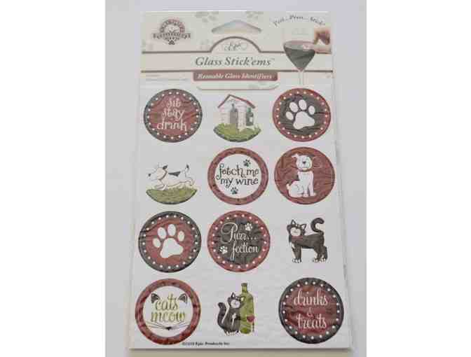 Doggie & Kitty Party Drink Glass Stick'ems -- New