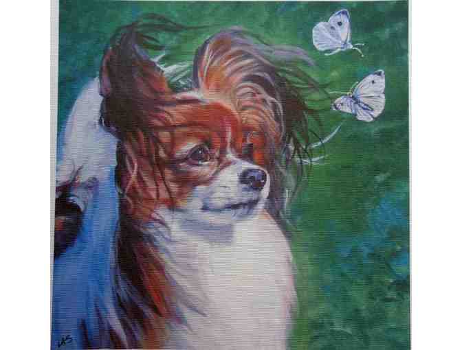 Sable & White Papillon With Butterflies Print From Artist, LA Shepard -- New -- 8' X 8'