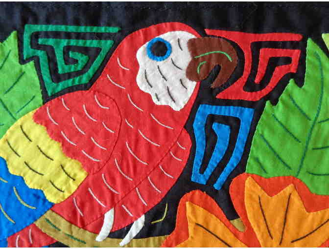 Colorful Modern Parrot Mola Wall Hanging or Throw Pillow -- New