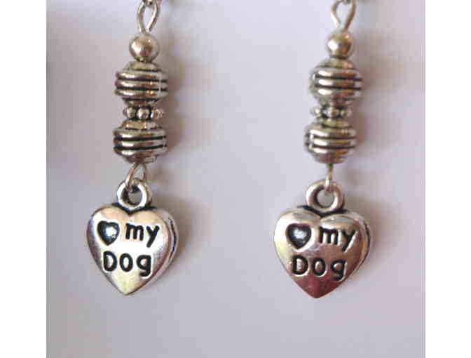 Hand-Crafted 'Love My Dog' Earrings -- New