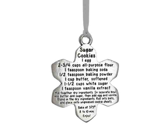 Holiday Treats Pewter Recipe Snowflake Ornament -- New