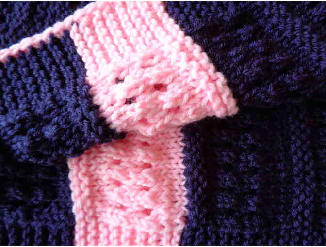 Hand-Knit Purple/White/Pink Lap Robe -- New