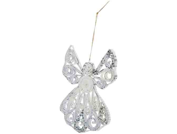 Recycled Magazine White Angel Ornament -- New